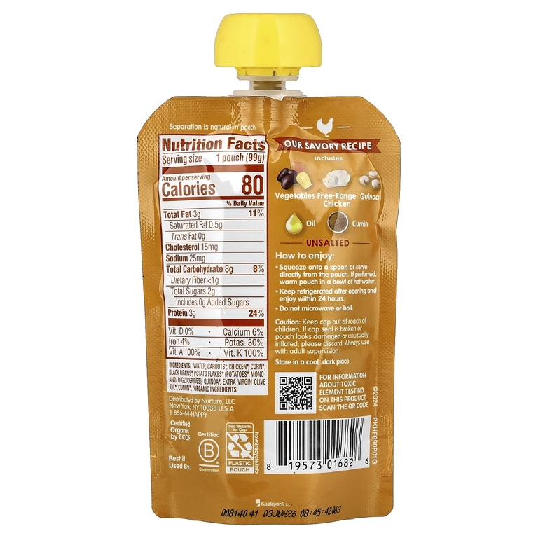 Happy Family Organics, Happy Baby®, органическая курица, для детей от 7 месяцев, овощи и киноа, 99 г (3,5 унции)