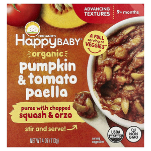 Happy Family Organics, Happy Baby®, органическая паэлья с тыквой и томатами, для детей от 9 месяцев, 113 г (4 унции)
