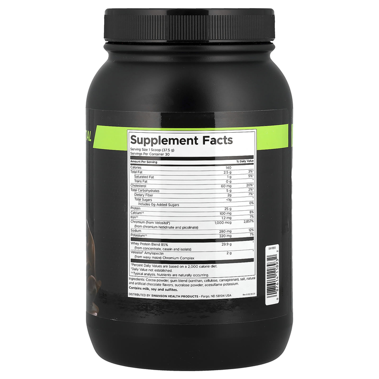 Swanson Vitamins, Full Potential, сывороточный протеин, шоколадный вкус, 1125 г (2,5 фунта)