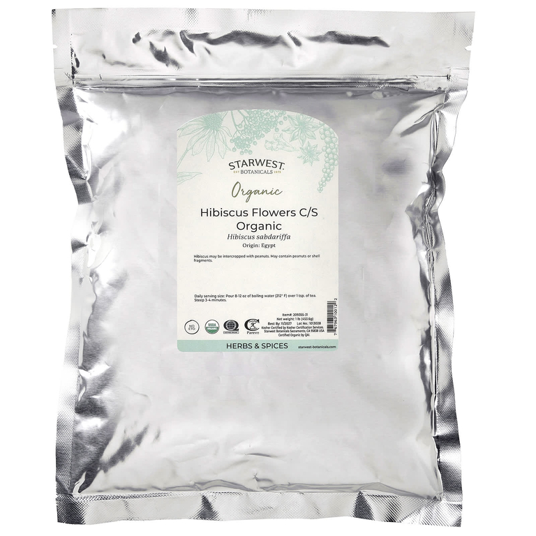 Starwest Botanicals, органические цветы гибискуса, нарезанные и просеянные, 453,6 г (1 фунт)