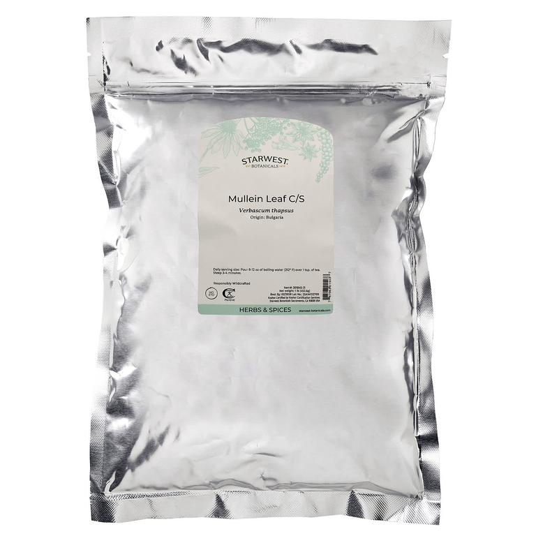 Starwest Botanicals, Листья коровяка C/S, 1 фунт (453,6 г)