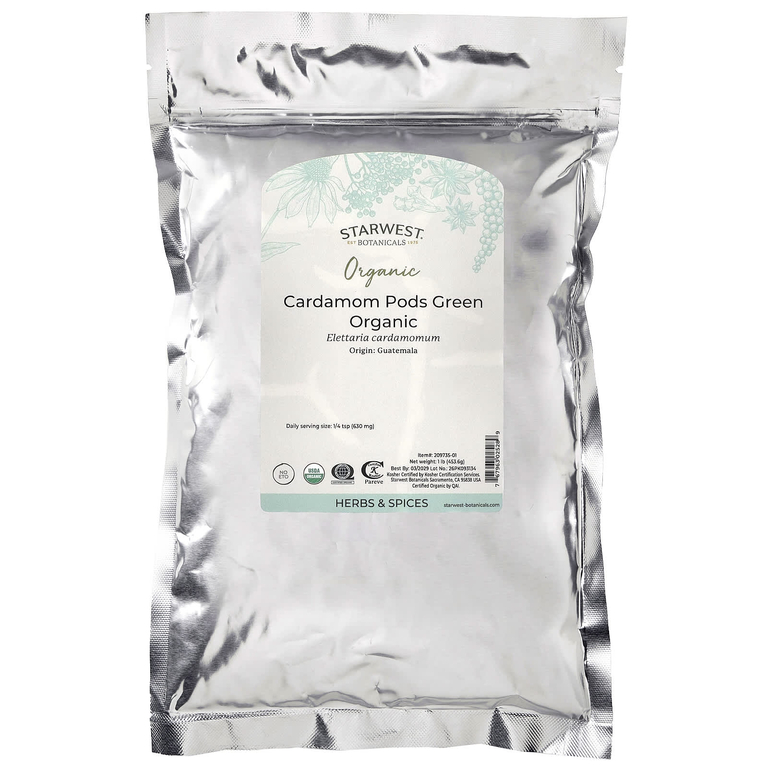 Starwest Botanicals, Стручки органического кардамона, зеленый, 453,6 г (1 фунт)