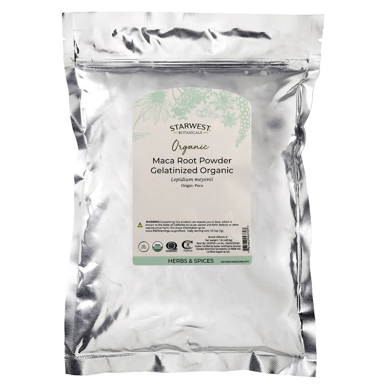 Starwest Botanicals, органический желатинизированный порошок из корня маки, 453,6 г (1 фунт)