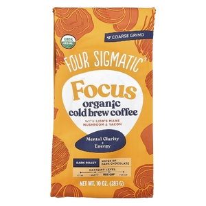 Four Sigmatic, Focus, органический холодный кофе с ежовиком гребенчатым, грибами и яконом, крупного помола, темная обжарка, 283 г (10 унций)