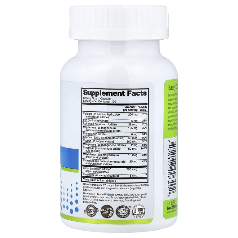 NutriBiotic, Essentials, мультиминерал, 100 капсул без глютена