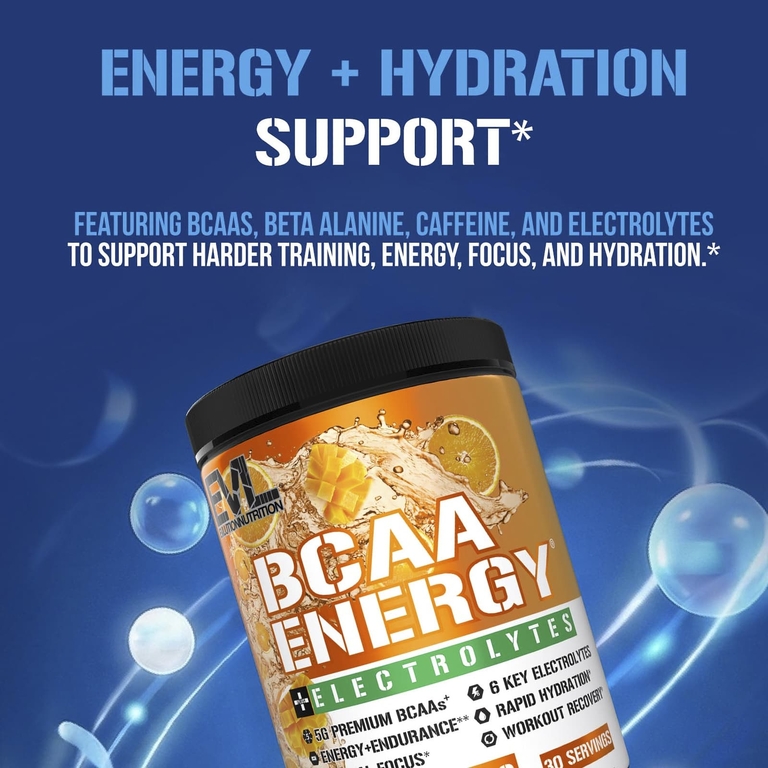 EVLution Nutrition, BCAA Energy® + электролиты, апельсин и манго, 333 г