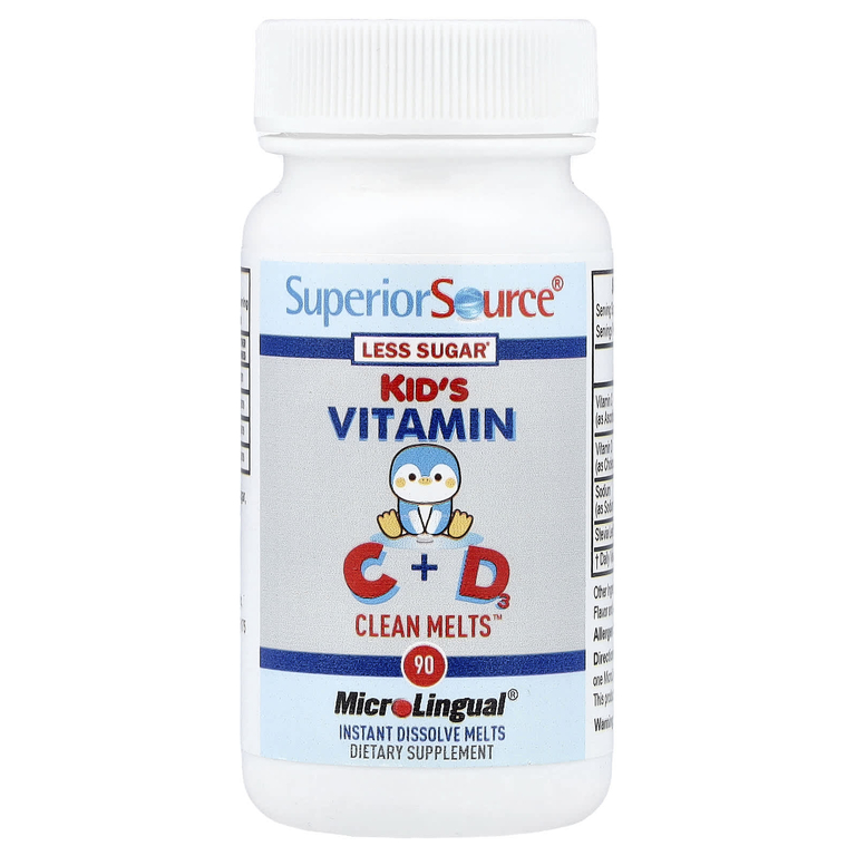 Superior Source, Baby Vitamin C и D3 Clean Melts™, 90 быстрорастворимых таблеток
