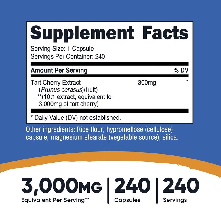 Nutricost, вишня, 240 капсул (300 мг в 1 капсуле)