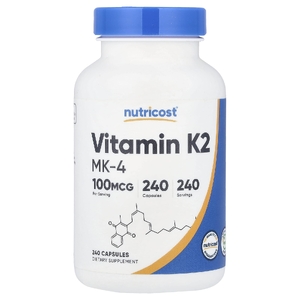Nutricost, витамин K2 MK-4, 100 мкг, 240 капсул