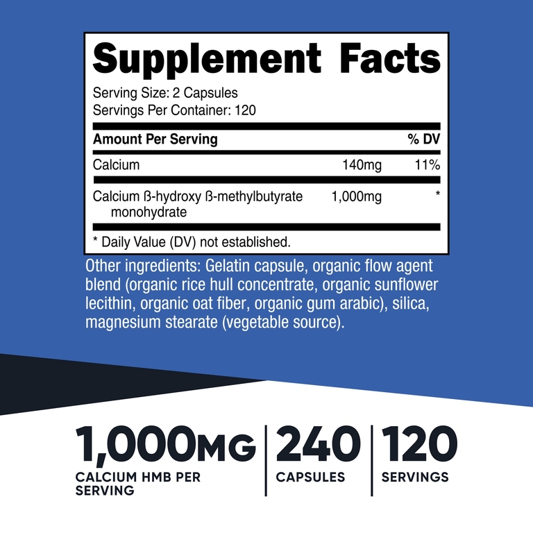 Nutricost, HMB, B-гидрокси-B-метилбутират, 240 капсул (500 мг в 1 капсуле)