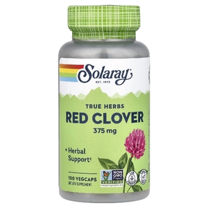 Solaray, True Herbs, красный клевер, 375 мг, 100 вегетарианских капсул