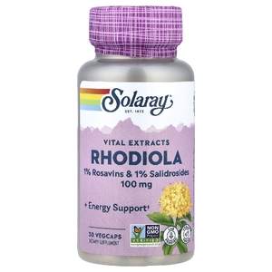Solaray, Vital Extracts, родиола, 100 мг, 30 растительных капсул