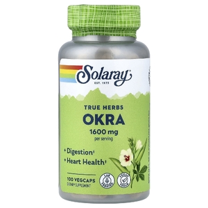 Solaray, True Herbs, бамия, 100 растительных капсул (400 мг на капсулу)