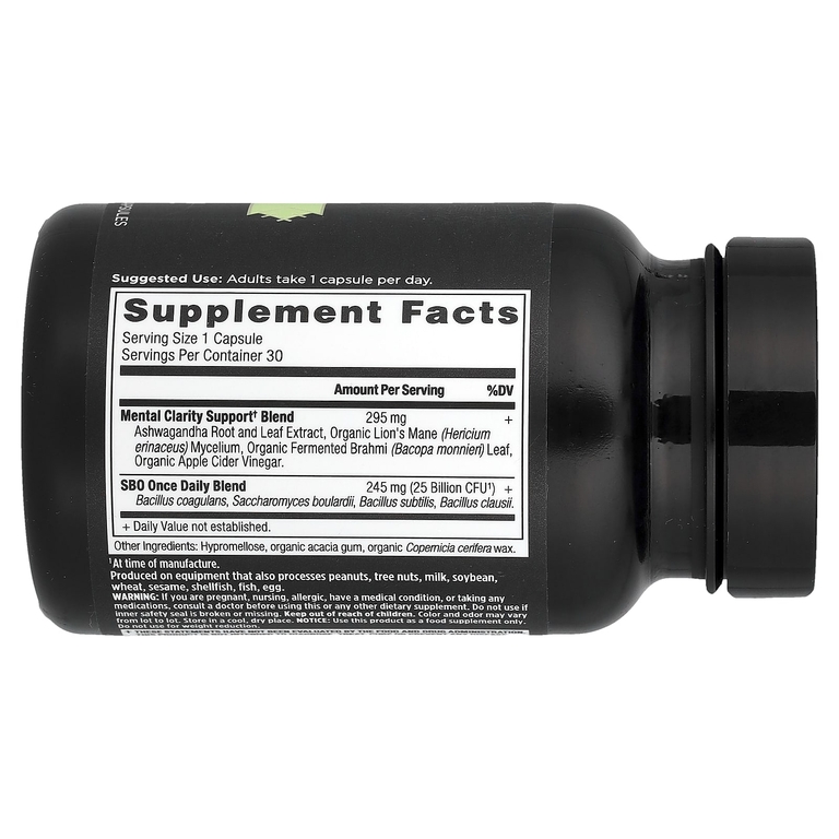 Ancient Nutrition, SBO пробиотики, ясность ума, для приема один раз в день, 30 капсул