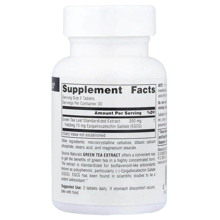 Source Naturals, экстракт зелёного чая, 60 таблеток (100 мг в 1 таблетке)