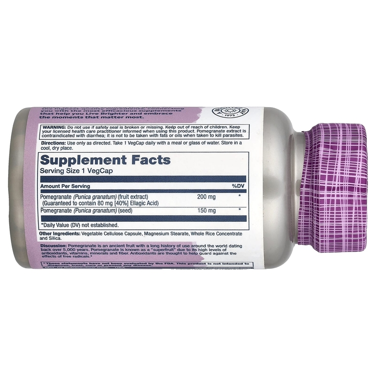 Solaray, Vital Extracts, гранат, 60 растительных капсул