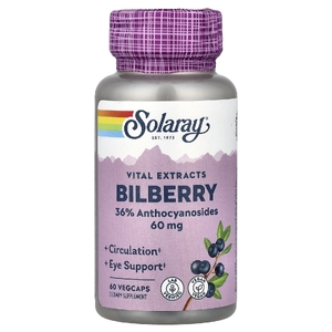 Solaray, Vital Extracts, черника, 60 мг, 60 растительных капсул