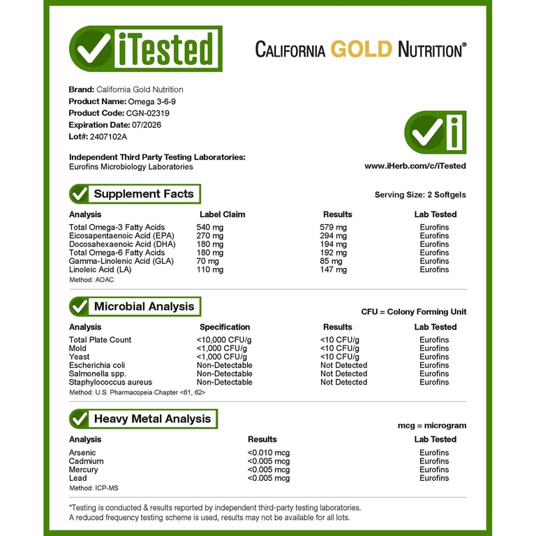 California Gold Nutrition, омега-3, 6 и 9, с рыбьим жиром с омега-3 и маслом семян бурачника, ЭПК, ДГК, ГЛК и линолевая кислота, натуральный лимон, 180 капсул из рыбьего желатина