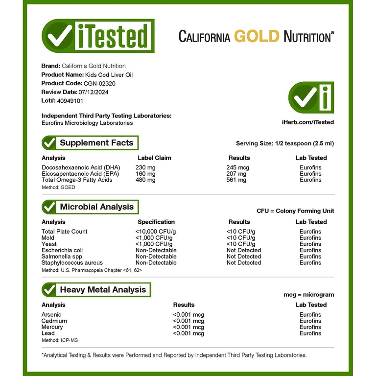 California Gold Nutrition, детская добавка с маслом печени норвежской трески, натуральный вкус клубники, 200 мл (6,7 жидк. унции)