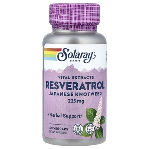 Solaray, Vital Extracts, ресвератрол и рейнутрия японская, 60 растительных капсул