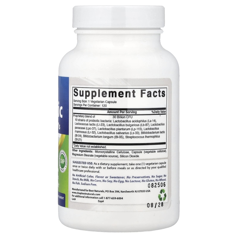 Best Naturals, пробиотик, 120 вегетарианских капсул