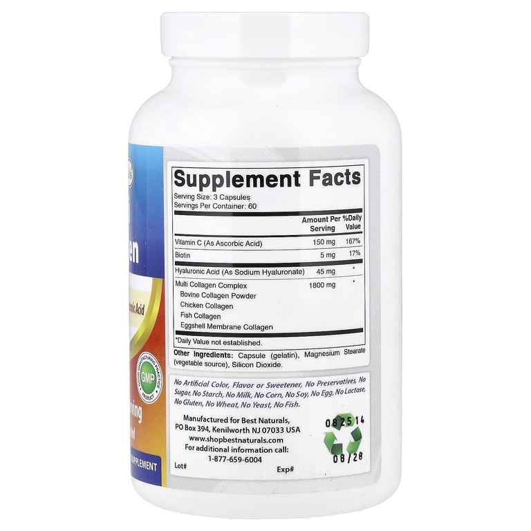 Best Naturals, Мультиколлаген, 180 капсул