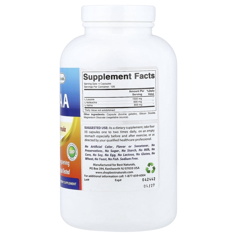 Best Naturals, BCAA, 400 капсул