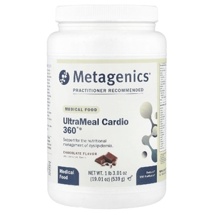 Metagenics, UltraMeal Cardio 360 ° ®, медицинское питание, шоколад, 1 фунт 3,01 унции (539 г)