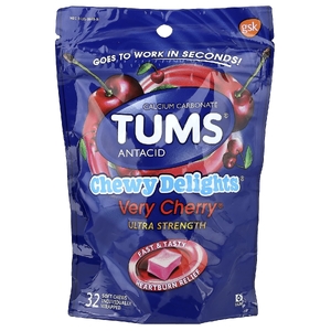 Tums, Chewy Delights®, антацид, повышенная сила действия, Every Cherry®, 32 жевательных таблетки (1177 мг в 1 жевательной таблетке) (Товар снят с продажи) 