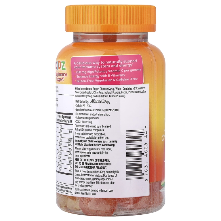 Emergen-C, Kidz, ежедневная жевательная добавка для поддержки иммунитета, вкус фруктов, 44 жевательных таблетки (Товар снят с продажи) 