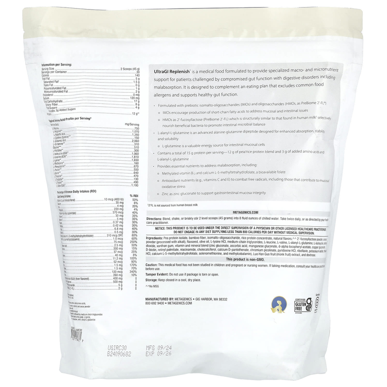 Metagenics, UltraGI Replenish®, шоколад, 1350 г (47,62 унции)