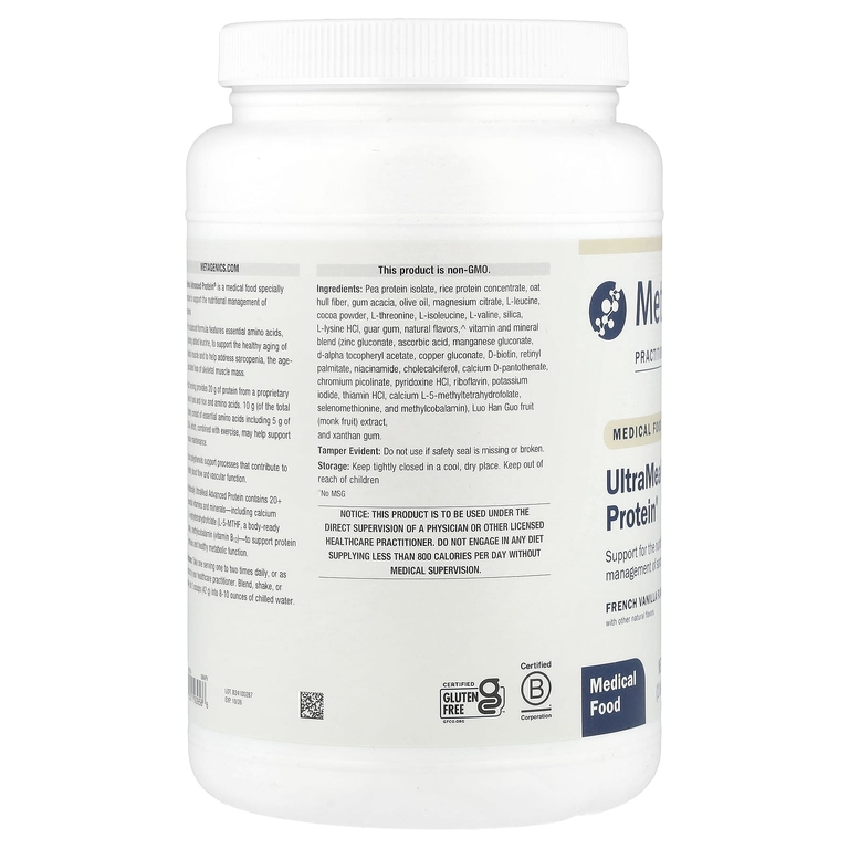 Metagenics, Medical Food, UltraMeal Advanced Protein®, со вкусом французской ванили, 588 г (1 фунт, 4,74 унции)
