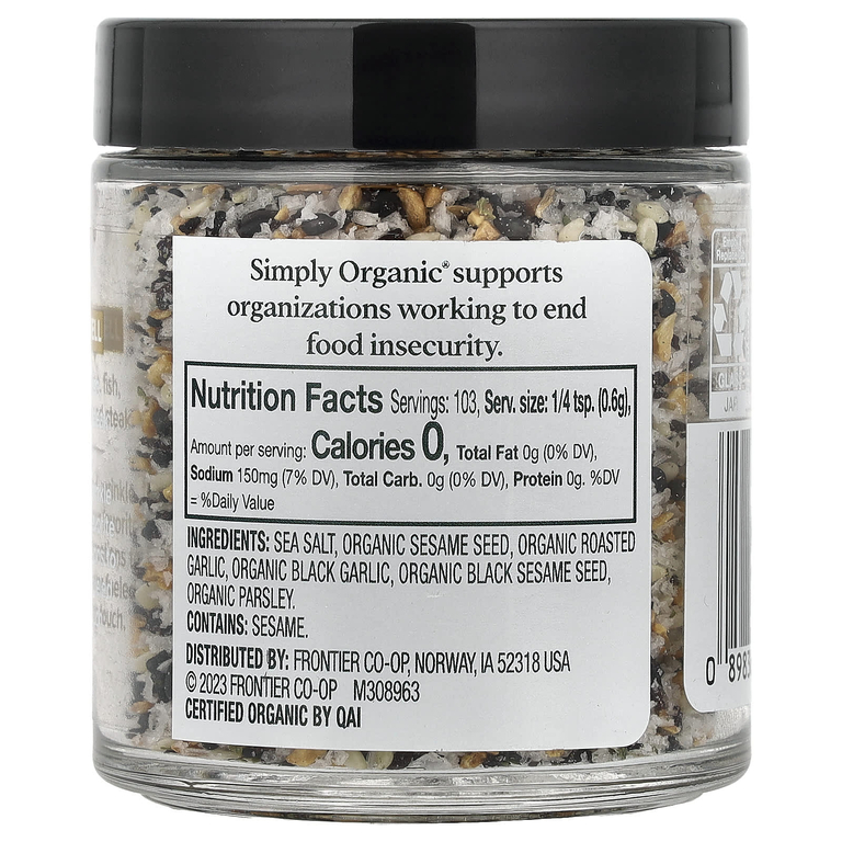 Simply Organic, соль с черным чесноком, 62 г (2,19 унции)