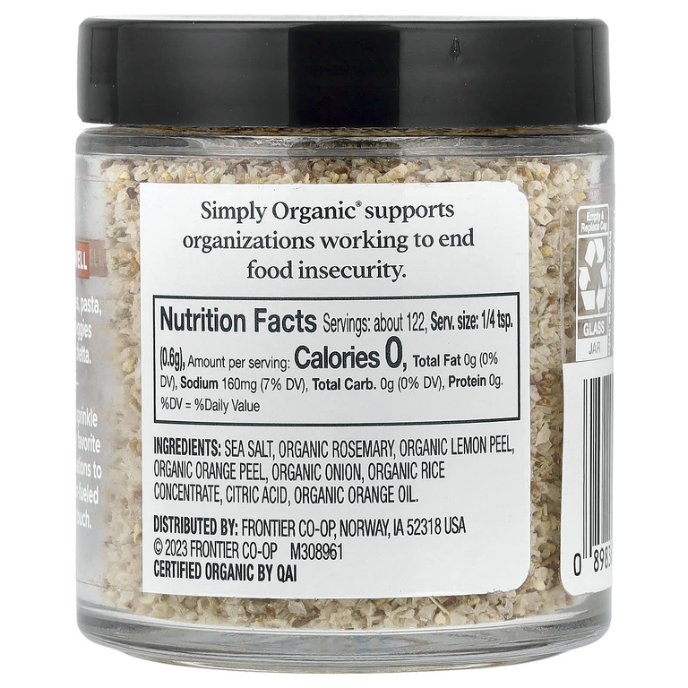 Simply Organic, Finishing Salt, цитрусовый и розмарин, 73 г (2,58 унции)