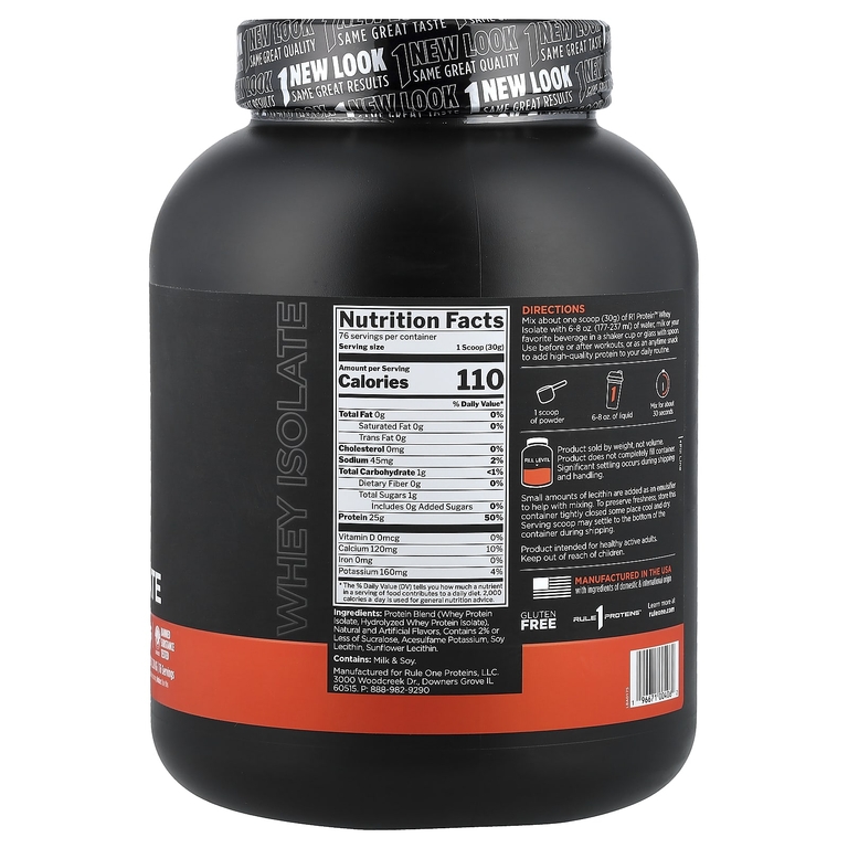 Rule One Proteins, R1 Protein™, сывороточный изолят, со вкусом ванильного крема, 2,28 кг (5,03 фунта)