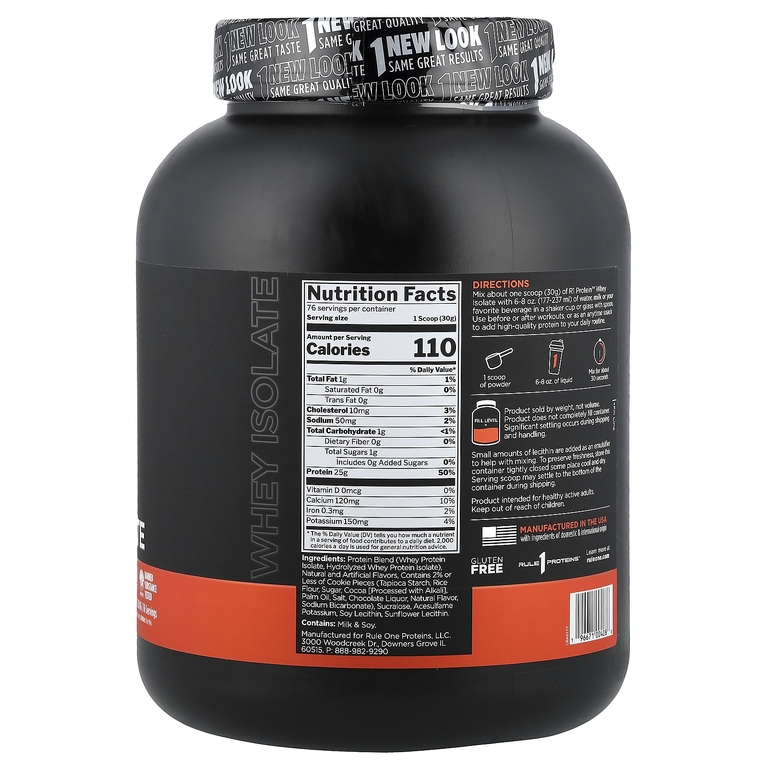 Rule One Proteins, R1 Protein™, сывороточный изолят, печенье и крем, 2,28 кг (5,03 фунта) (Товар снят с продажи) 