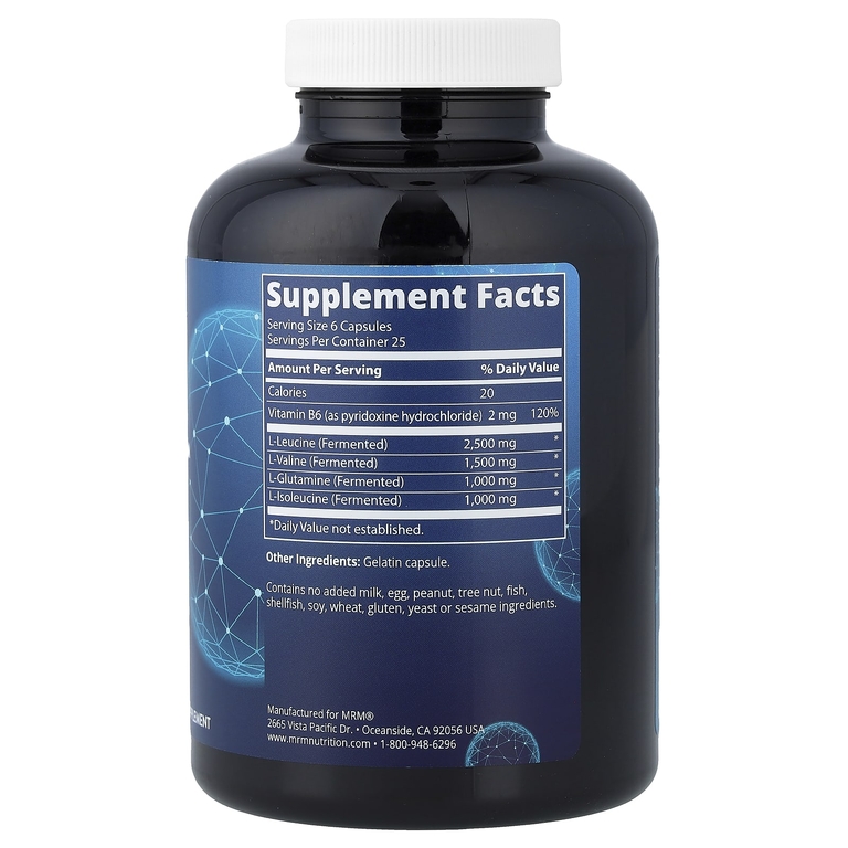 MRM Nutrition, смесь аминокислот с разветвленной цепью (BCAA) и L-глютамина, 150 капсул