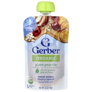 Gerber, Organic для малышей, с растительным вкусом, от 12 месяцев, батат и вишня с овсом, 99 г (3,5 унции) (Товар снят с продажи) 