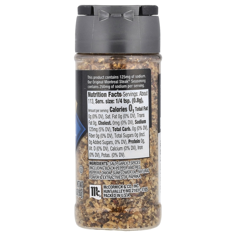 McCormick Grill Mates, Montreal Steak®, приправа, на 25% меньше натрия, 90 г (3,18 унции) (Товар снят с продажи) 