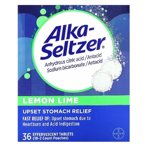 Alka-Seltzer, средство для расстройства желудка, лимон и лайм, 36 шипучих таблеток (Товар снят с продажи) 