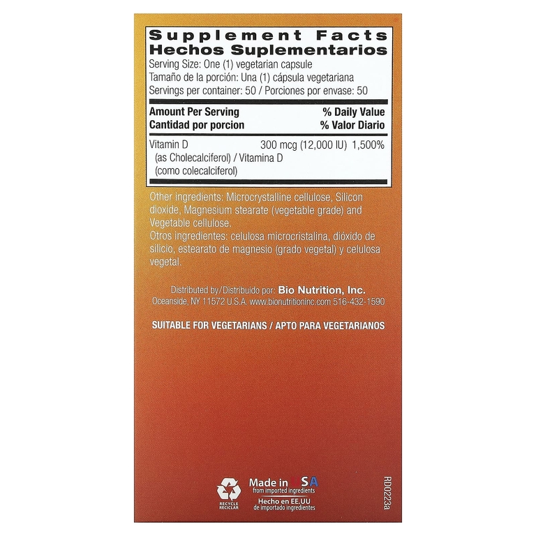 Bio Nutrition, D-3, 300 мкг, 50 вегетарианских капсул (Товар снят с продажи) 