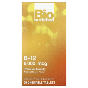Bio Nutrition, Витамин B12, вишня, 6000 мкг, 50 жевательных таблеток