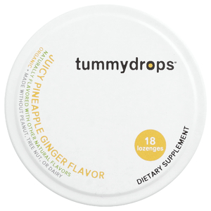 Tummydrops, органические леденцы, сочный ананас и имбирь, 18 пастилок