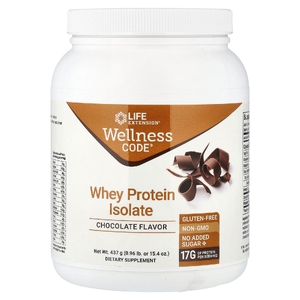 Life Extension, Wellness Code®, изолят сывороточного протеина, со вкусом шоколада, 437 г (0,96 фунта)
