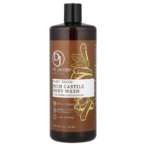 Dr. Jacobs Naturals, Насыщенный гель для душа из кастильского дерева на растительной основе, успокаивающее сандаловое дерево, 946 мл (32 унции) (Товар снят с продажи) 