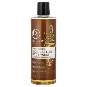 Dr. Jacobs Naturals, Насыщенный гель для душа из кастильского дерева на растительной основе, успокаивающее сандаловое дерево, 473 мл (16 унций)