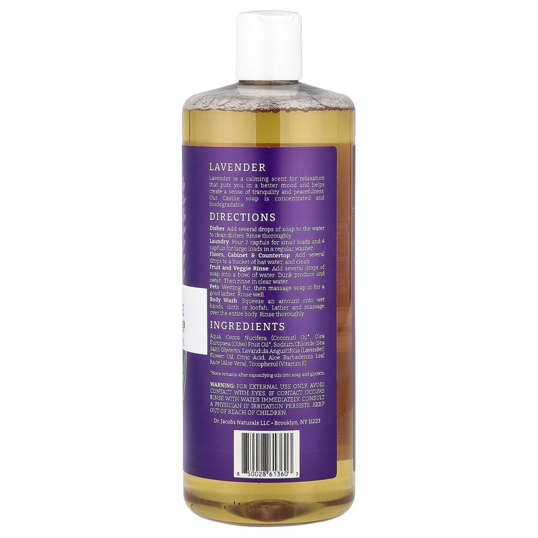 Dr. Jacobs Naturals, чистое кастильское мыло на растительной основе, эфирное масло лаванды, 946 мл (32 унции) (Товар снят с продажи) 