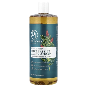 Dr. Jacobs Naturals, Чистое кастильское универсальное мыло на растительной основе, эфирное масло перечной мяты, 946 мл (32 унции) (Товар снят с продажи) 