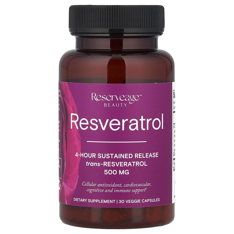 Reserveage Beauty, Ресвератрол, 30 растительных капсул