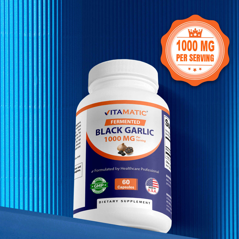 Vitamatic, Ферментированный черный чеснок, 60 капсул (500 мг на капсулу)